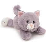 NICI Kuscheltier Katze liegend grau, 20 cm flauschiges Plüschtier aus recyceltem Material