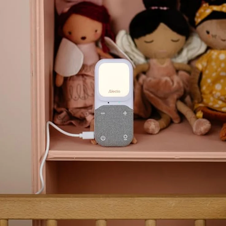 Alecto DBX140 - Full Eco Audio Babyphone mit DECT-Klangqualität, Display, Nachtlicht und Reichweite bis 300 m - Weiß/Grau – Bild 4