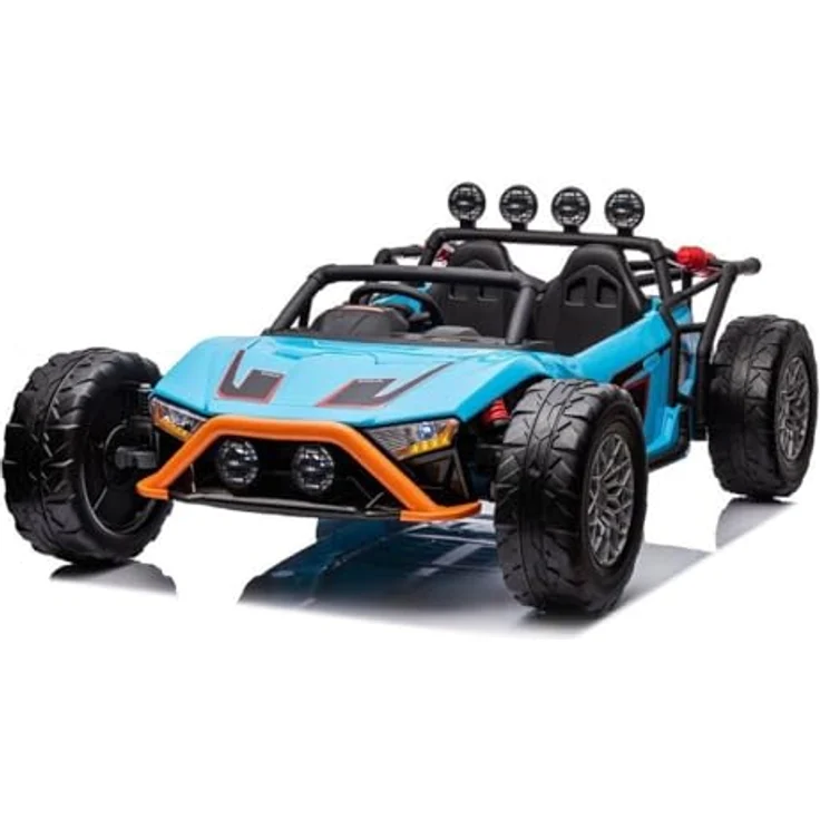 ES-TOYS Kinder Elektroauto Buggy 168 Zweisitzer EVA-Reifen 2 Motoren bis 12 km/h blau, MP3- & USB-Anschluss, Fernbedienung – Bild 2