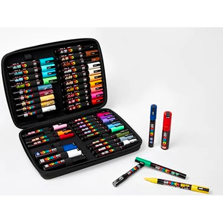 POSCA Uni-Ball 186840, Marker Set mit 40 Acrylstiften in verschiedenen Strichbreiten, wasserfest und hochpigmentiert – Bild 8