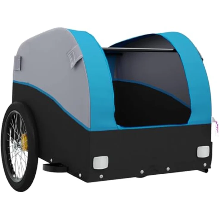 vidaXL Fahrradkinderanhänger, schwarz und blau, robustes Material, maximale Zuladung von 45 kg – Bild 5
