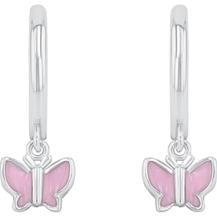 Prinzessin Lillifee Creolen, 925 Sterling Silber Ohrschmuck mit Schmetterling-Motiv, 1,8 cm, in Schmuck Geschenkbox – Bild 3