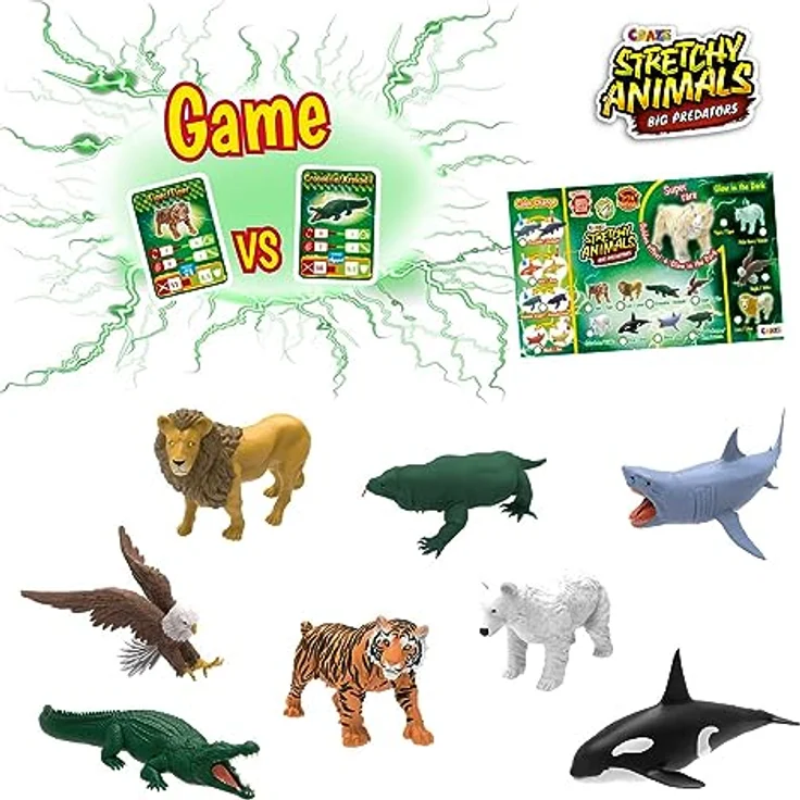 Craze STRETCHY ANIMALS - Big Predators, dehnbare Raubtierfiguren mit elastischer Haut und spezieller Füllung – Bild 3