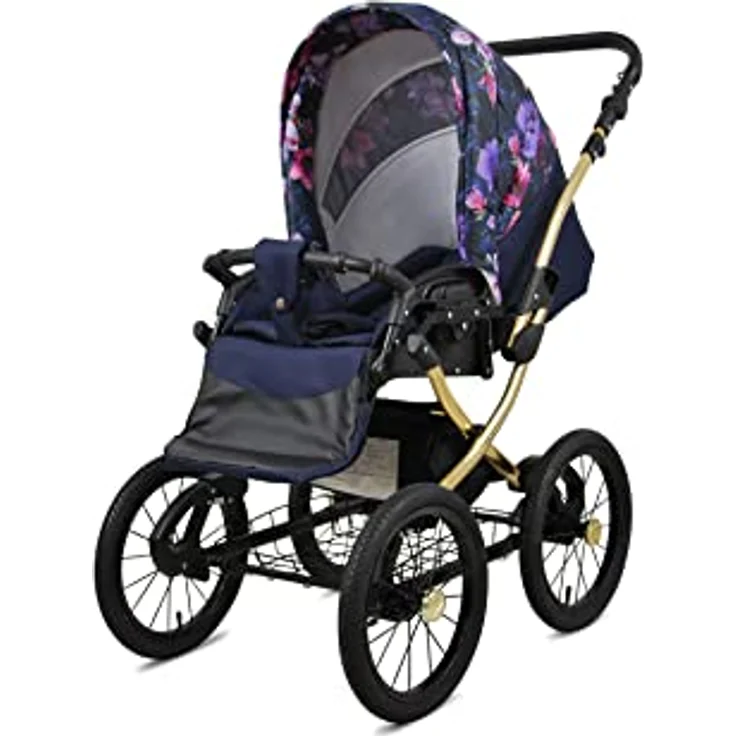Babylux BabyLux ALU 2in1 Kinderwagen für Kleinkinder – Royal Magnolia Gold Frame, Multifunktional und Sicherheitsgeprüft – Bild 3