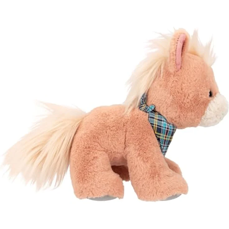 Miss Melody Plüschpferd Dancer, 20 cm – weiches hellbraunes Kuscheltier mit kariertem Halstuch und cremeweißer Mähne – Bild 3