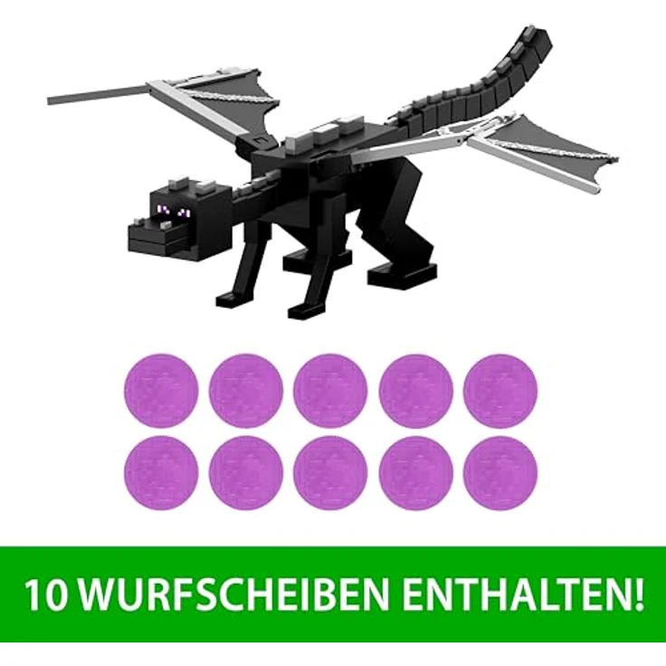 Mattel Minecraft Drachenatem Enderdrache-Actionfigur, 55 cm lang mit 51 cm Flügelspannweite und 10 abschießbaren Scheiben, JKC13 – Bild 4