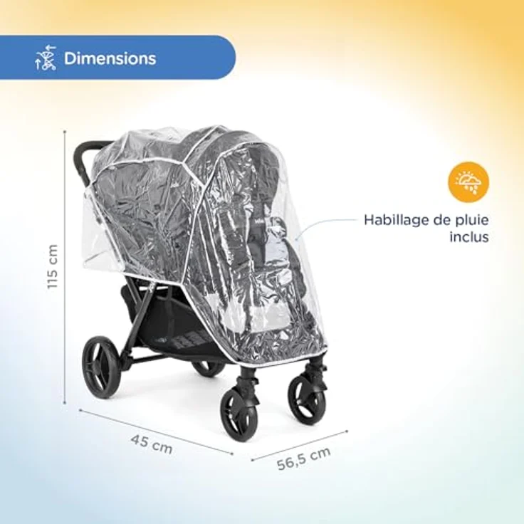 Joie Evalite Duo Zwillingswagen mit Regenverdeck, ultraleicht, ab Geburt bis 30 kg, SureLock™-Mechanismus, UV-Schutz 50+, 4-Rad-Einzelfederung, Coal, Gray Flannel – Bild 8