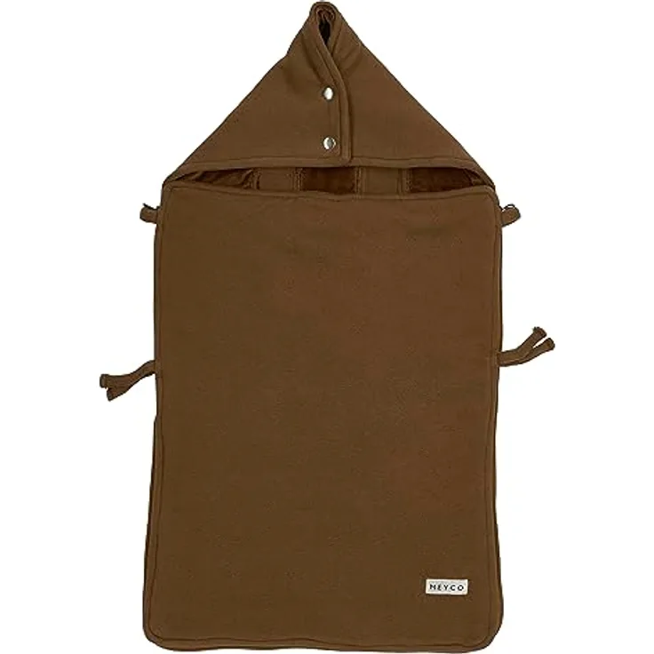 Meyco Baby Knit Basic Fußsack für den Autositz (bequem und warm, kompatibel mit Autositz der Gruppe 0, maschinenwaschbar, aus 100% Baumwolle, Größe: 40 x 82 cm), Schokolade