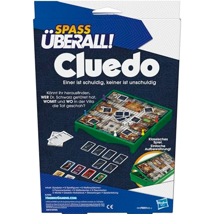 Hasbro Cluedo Kompakt 1, Reise-Brettspiel mit Detektiv-Notizzetteln und platzsparender Aufbewahrung – Bild 6
