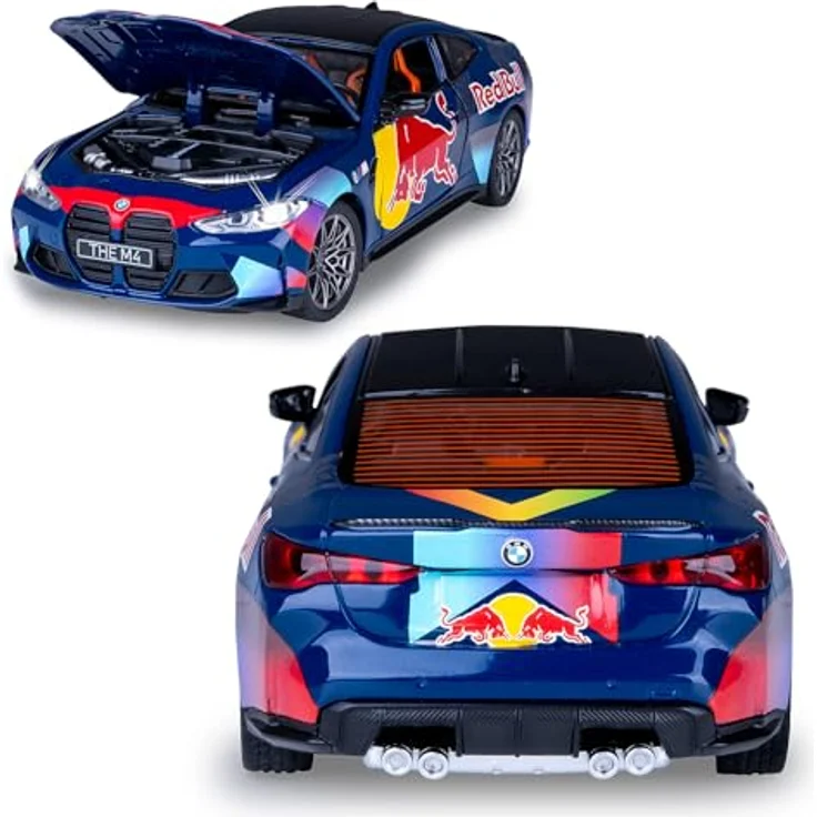 Blau BMW M4 Diecast 1:24, Modellauto in Blau mit Knopfzellen inkludiert – Bild 5