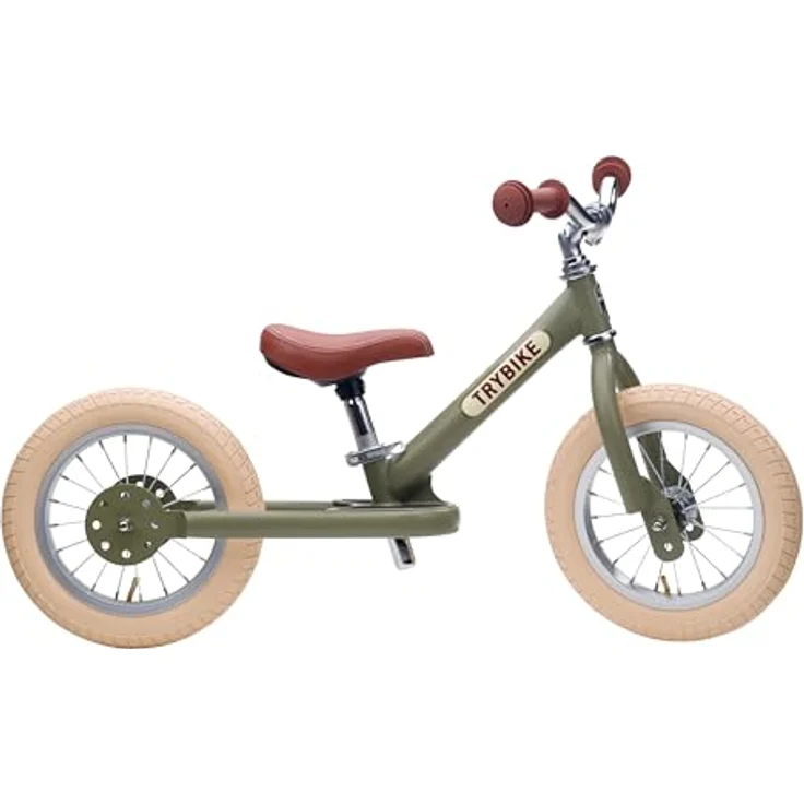 Trybike 2 Wheels Steel, Zweirädriges Balance-Bike im Vintage Green für Kinder, verstellbarer Sitz (30-45 cm), 9.65" Räder – Bild 4