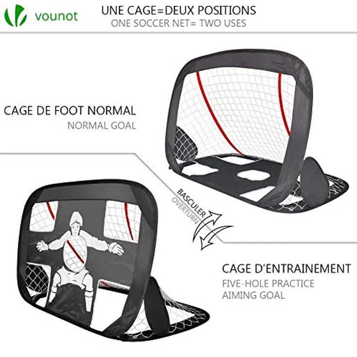 VOUNOT Fußballtor für Kinder 2er Set, Klappbares 2 in 1 Pop Up Tor, für Garten, Indoor, Outdoor (120 x 80 cm) – Bild 2