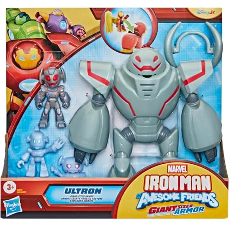 Marvel Disney Jr. Marvel's Iron Man Ultron Riesen-Anzug, 7,6 cm Action-Figur mit 5 Bewegungspunkten und 20,3 cm Mech-Anzug, ab 3 Jahren – Bild 2
