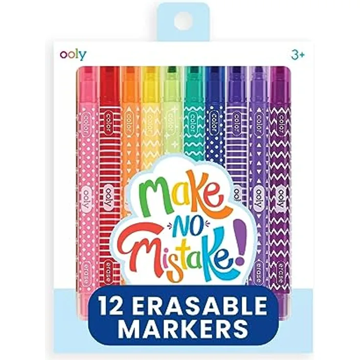 suebidou Make No Mistake Markers, löschbare Filzstifte im 12er Set mit doppelseitiger Radierfunktion, kompakte Größe