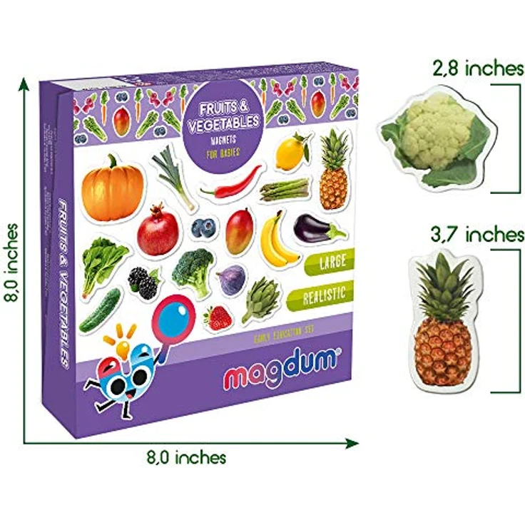 Magdum 50 OBST & BEEREN & GEMÜSE FOTO Magnete Kinder für magnettafel - Magnet spielzeug kinder - Kühlschrankmagnete Kinder - Kühlschrank Magnete set Kinder -Spielzeug ab 3 jahre -Lernspiele ab 3 jahre – Bild 7