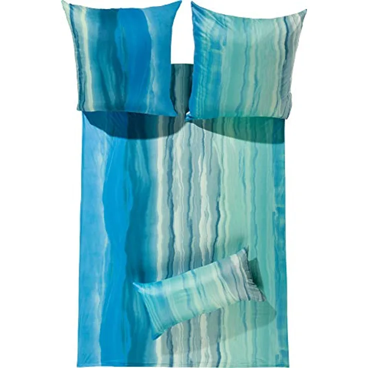ESTELLA Bettwäsche Nika Interlock-Jersey türkis Größe 155x220 cm (80x80 cm)