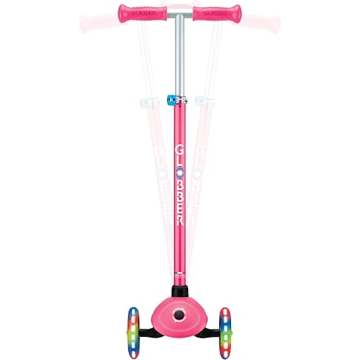 GLOBBER PRIMO PLUS LIGHTS – Tretroller für Kinder, 3-rädrig, höhenverstellbar, LED-Leuchtrollen, pink, ABEC 9 Kugellager – Bild 3