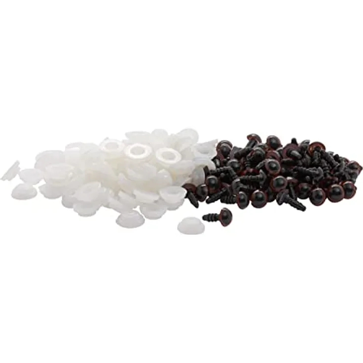 VBS XXL 100er-Pack Bärenaugen mit Sicherheitsverschluss, 8mm, Braun/Schwarz