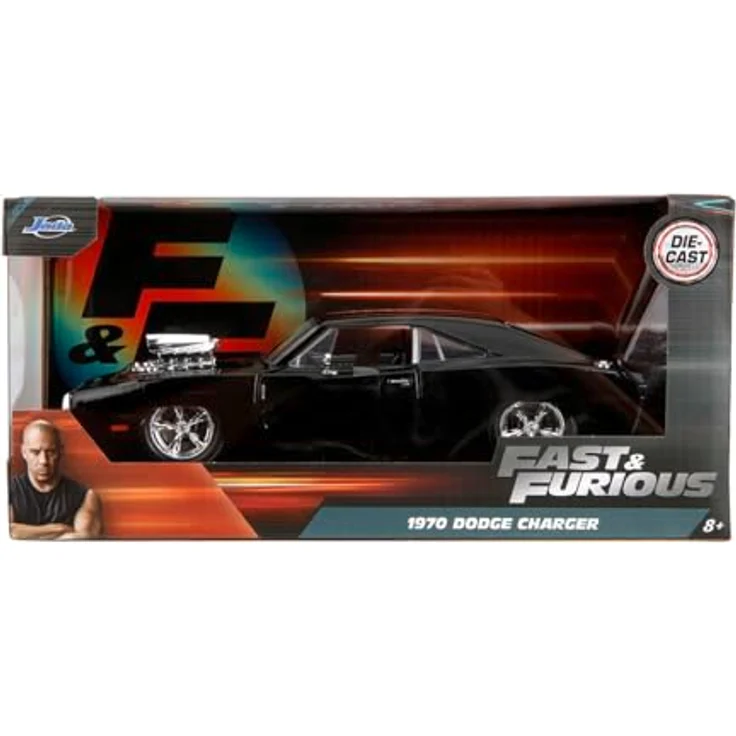 JADA Spielzeug-Auto Modellauto Fast & Furious 1970 Dodge Charger 1:24, mit freilaufenden Rädern und zu öffnenden Türen, Kofferraum und Motorhaube – Bild 5