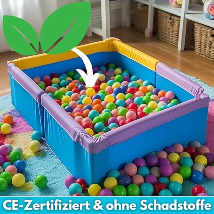 ecosa Bällebad Bälle, ø: 6 cm, 100 Stück, 5 Metallic Farben, schadstofffrei, für Innen- und Außenbereich – Bild 4