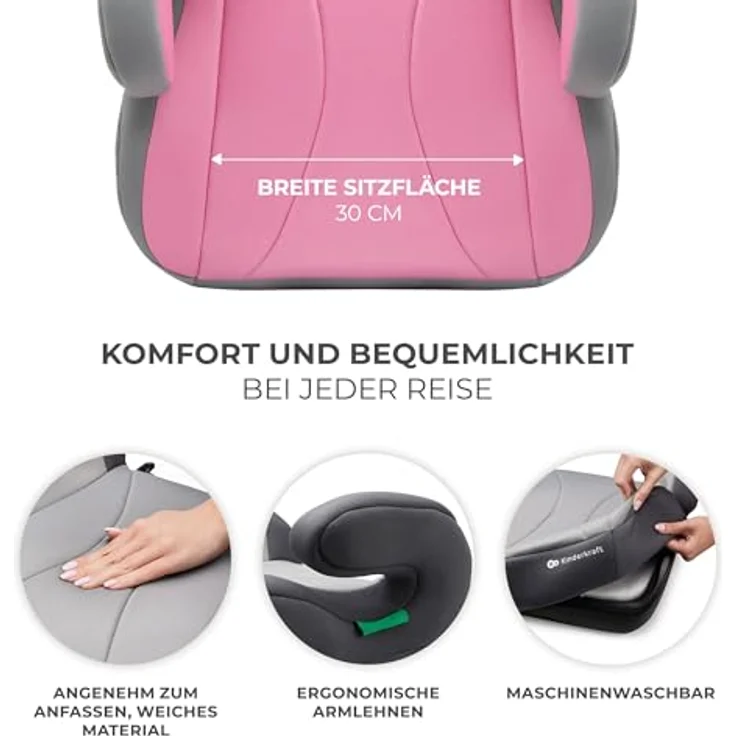 Kinderkraft I-BOOST i-Size, Sitzerhöhung für Kinder (135-150 cm) mit Isofix, leicht & komfortabel, Pink – Bild 3