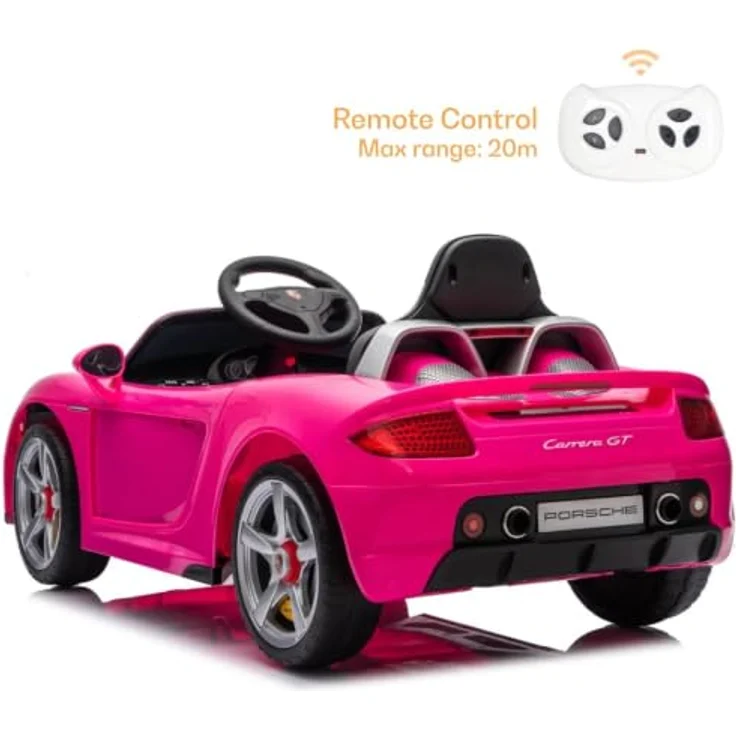 Porsche Carrera GT Elektro-Kinderauto, 12V, Vollausstattung mit Fernbedienung, Ledersitz, Bluetooth & EVA-Reifen, offiziell lizenziert, rosa – Bild 2