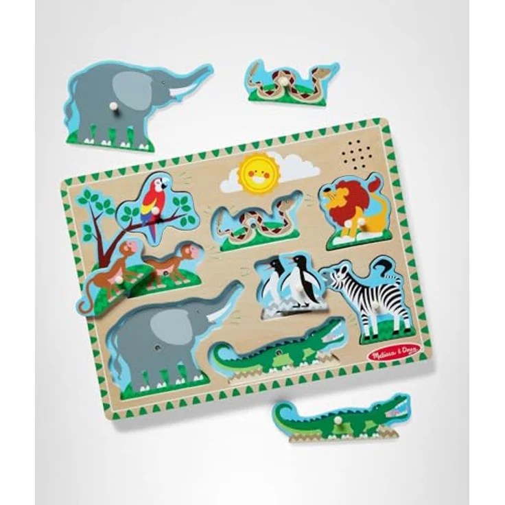 Melissa & Doug Zoo Animals Sound Puzzle, interaktives Puzzle mit 8 Tiergeräuschen und lichtaktivierten Sensoren – Bild 10