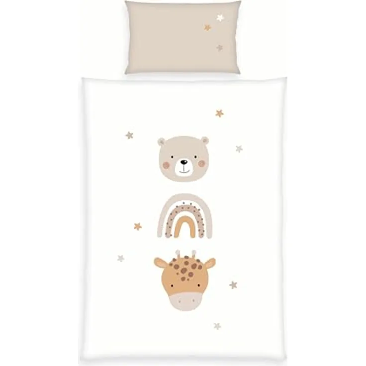 Herding babybest Little Friends Bettwäsche, Kopfkissenbezug 40 x 60 cm mit Hoteleinschlag, Bettbezug 100 x 135 cm, Mit Reißverschluss, 100% Baumwolle/Renforcé