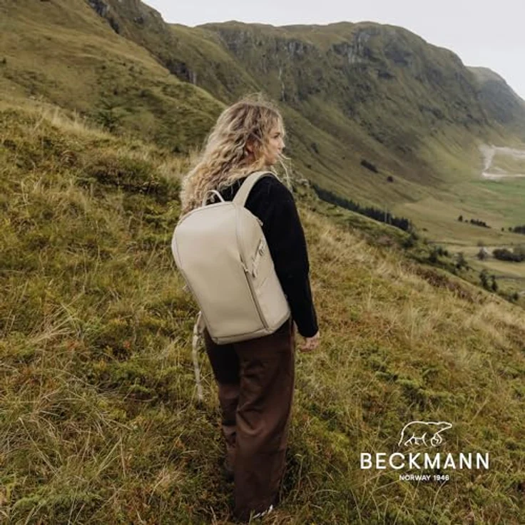 Beckmann Norway Street Go Schulrucksack, Beige 26L mit Laptopfach, Reißverschluss – Bild 9
