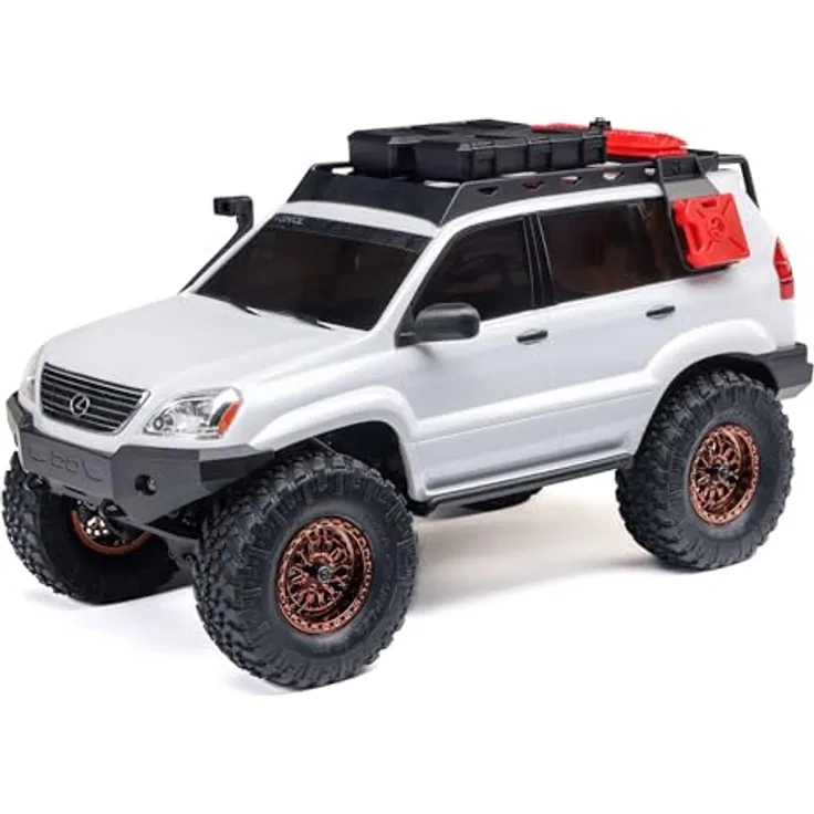 Axial 1/24 SCX24 Lexus GX 470 4X4 RTR, Brushed Rock Crawler mit ABS-Karosserie, ölgefüllten Stoßdämpfern, inklusive Akku und Ladegerät, Weiß