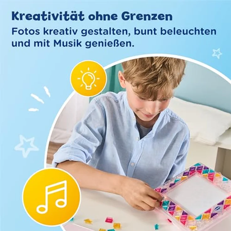 Vtech® Mosaic Magic Lights Bilderrahmen, DIY Mosaikset zur kreativen Fotogestaltung mit buntem Licht – Bild 2