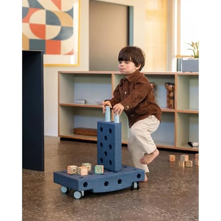 Modu 20 tlg. Baukasten Starter-Set Explorer, fördert kreative Fähigkeiten und motorische Entwicklung, ab 0 - 6 Jahre, Deep Blue / Sky Blue – Bild 5