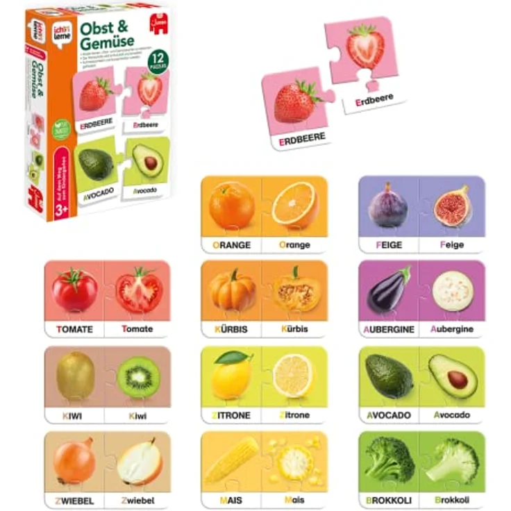 Jumbo - Ich lerne Obst & Gemüse – Lernspiel für Kinder ab 3 Jahren, 12 Puzzles aus recycelten Materialien – Bild 3