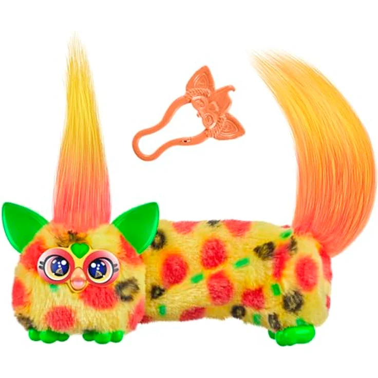 Furby DJ Furblets Pepp-Oh-Roni, Plüschspielzeug mit dehnbarem Körper und lustigen Geräuschen, Interaktion mit anderen Furby Freunden – Bild 1