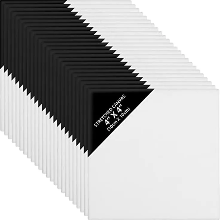 Belle Vous Leinwand zum Bemalen Set (24 Stk.) - Leinwand 10x10 cm - Bespannte Leinwand Rahmen - Leinwand für Acrylfarben und Ölmalerei sowie zum Skizzieren und Zeichnen