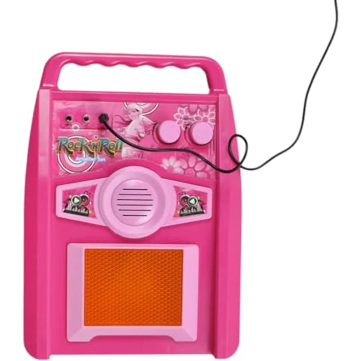 ISO TRADE Spielzeug-Musikinstrument Rosa E-Gitarre mit Mikrofonständer und Verstärker, MP3-Eingang, blinkende Lichter und Lautstärkeregelung, Spar-Set 1-tlg. – Bild 7