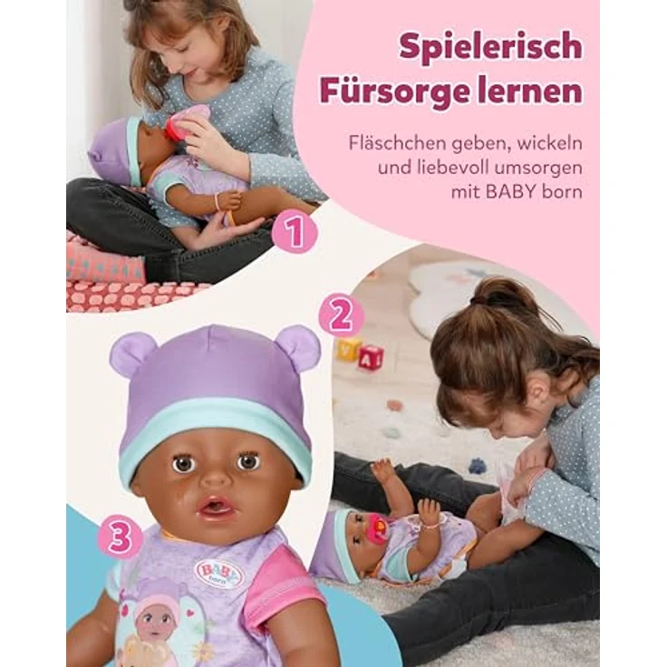 Baby Born Babypuppe Eva, 43 cm (Set, 11-tlg) mit magischem Fütterspiel und interaktiven Funktionen, von Baby Born – Bild 6