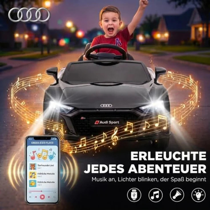 AIYAPLAY Audi R8 Spyder Elektro Kinderauto 12V mit Fernbedienung, Lithium-Akku, sanftem Anfahren und Hinterradfederung – Bild 8