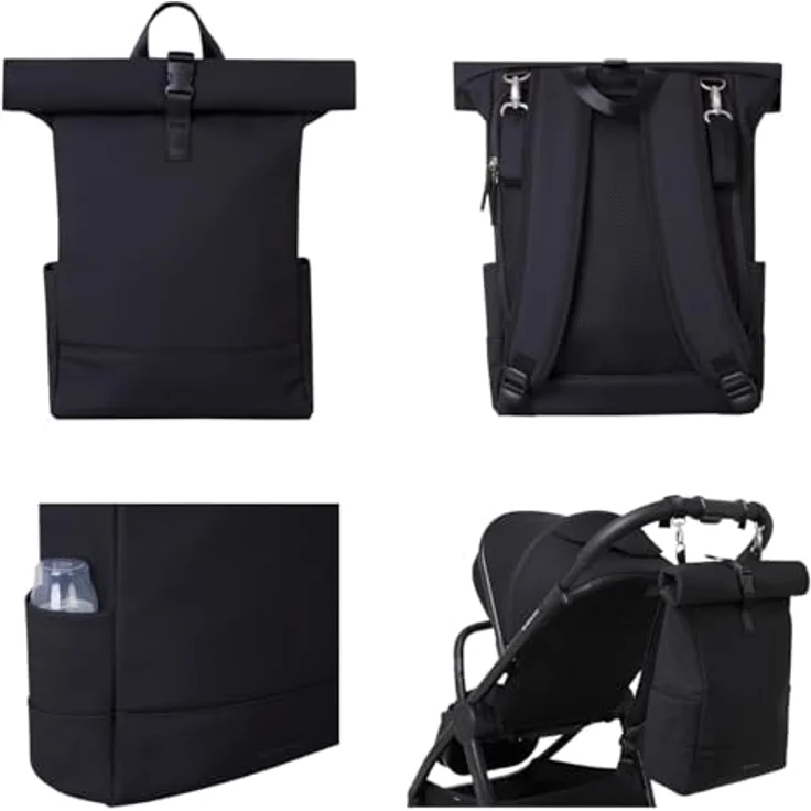 Kikkaboo Wickeltasche Jayden Rucksack Grifflänge einstellbar, Reißverschluss, schwarz – Bild 4