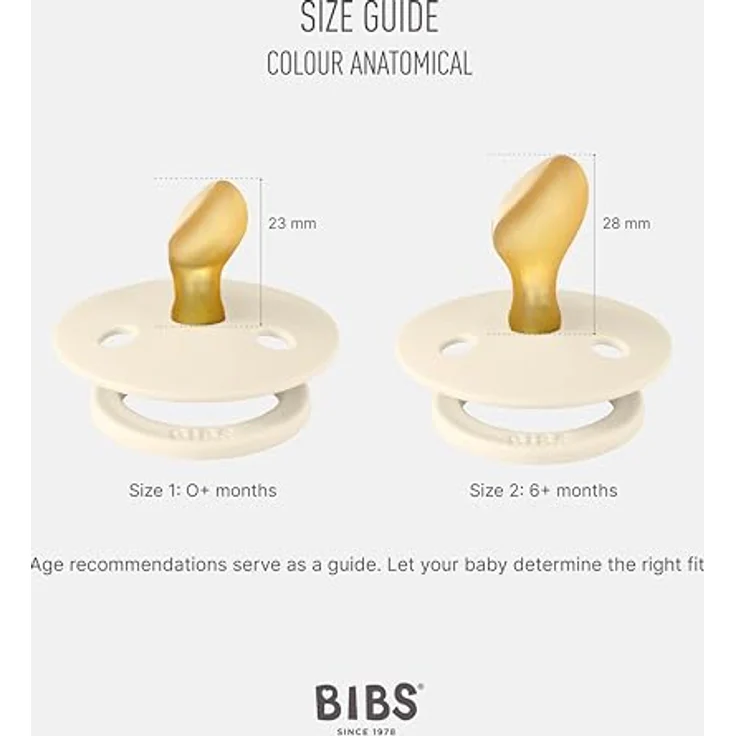 BIBS Colour Schnuller 2er-Pack, BPA-frei Schnuller, Kiefergerechte Form. Naturkautschuk / Latex, Hergestellt in Dänemark. 6-18 Monate (2er Pack), Ivory / Blush – Bild 3