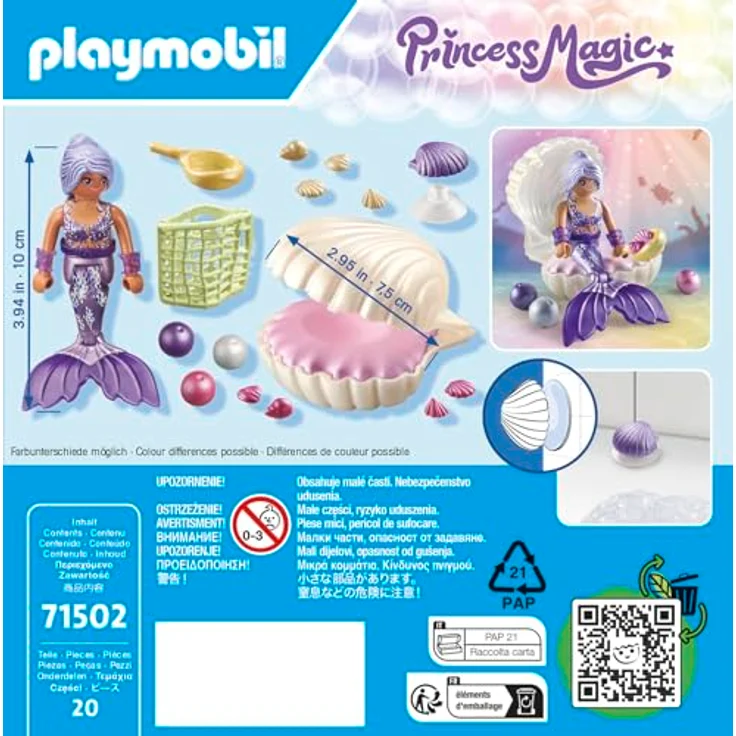Playmobil® Konstruktions-Spielset Meerjungfrau mit Perlmuschel (71502), Princess Magic, (20 St), Made in Europe – Bild 5