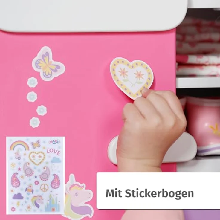 Baby Born Puppenkleiderschrank Regenbogen, mit Licht- und Soundeffekt, Kleiderstange und herausnehmbaren Schubfächern – Bild 6