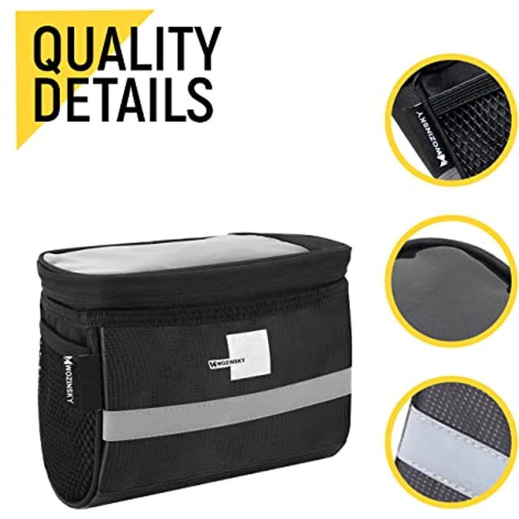 Wozinsky Fahrradtasche Lenkertasche für Lenker, Wasserdichte Reisetasche mit Handyfenster - Schwarz – Bild 4