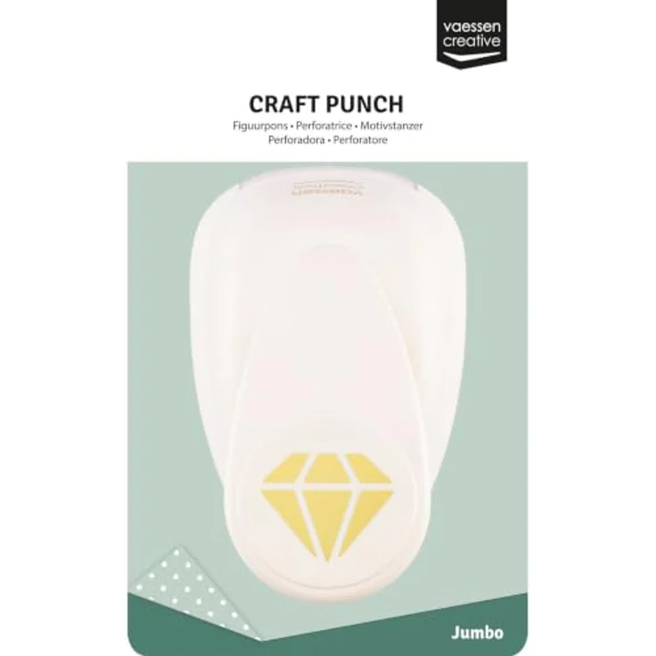 Vaessen Creative Motivstanzer Diamant, 4.1 x 5 cm für Bastelpapier, weiß gold, präzises Stanzen für kreative Projekte – Bild 4