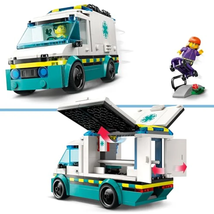 LEGO City Rettungswagen - Spielzeug mit 2 Minifiguren (Skateboarder und Fahrer) - Lernspielzeug für Jungen und Mädchen ab 5 Jahren - Geschenkideen zum Geburtstag und für die Feiertage 60451 – Bild 3
