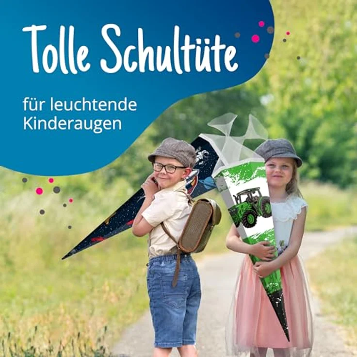 itenga Motiv Schultüte 85cm für Jungen, eckig mit Tüllverschluss, stabile Zuckertüte, Dinosaurier Motiv – Bild 4