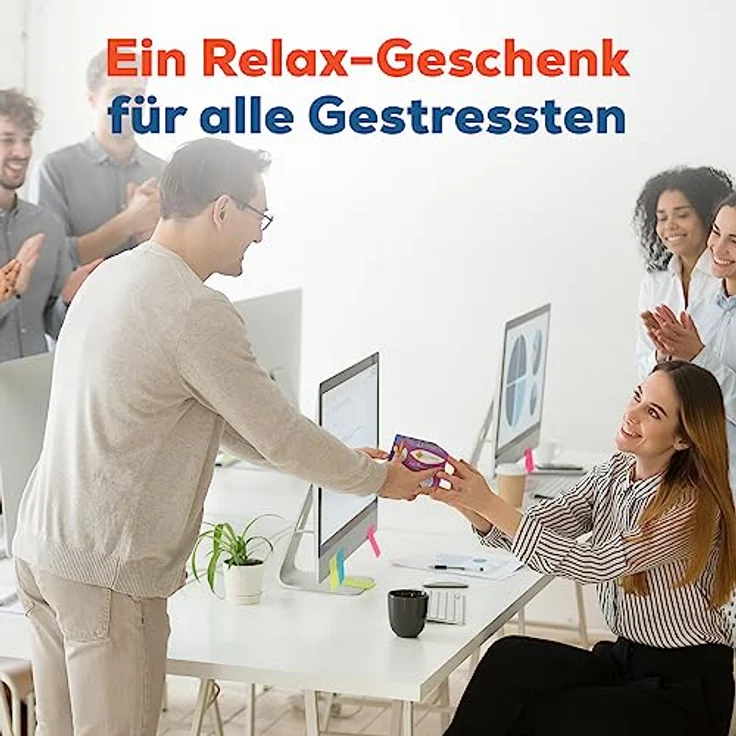 GLÜCKSGUT® Anti Stress Würfel mit 6 humorvollen Motiven, Geschenkbox und Anleitung für Achtsamkeit & Stressabbau, ideal als Büro Geschenk – Bild 5