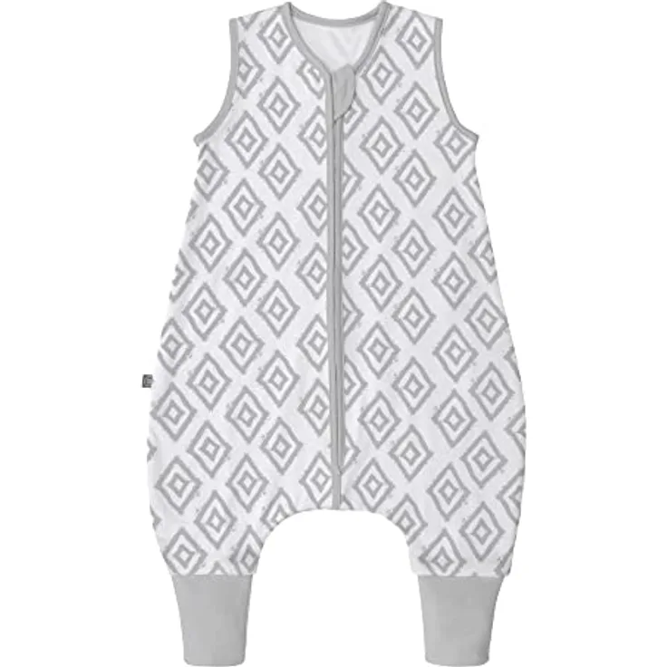 emma & noah Baby Schlafsack mit Füßen 1.0 TOG, Ganzjahres Schlafsack mit Beinen für den Frühling, Sommer und Herbst, 100% Bio-Baumwolle, Oeko-TEX Zertifiziert (Rauten Grau, 70 cm)