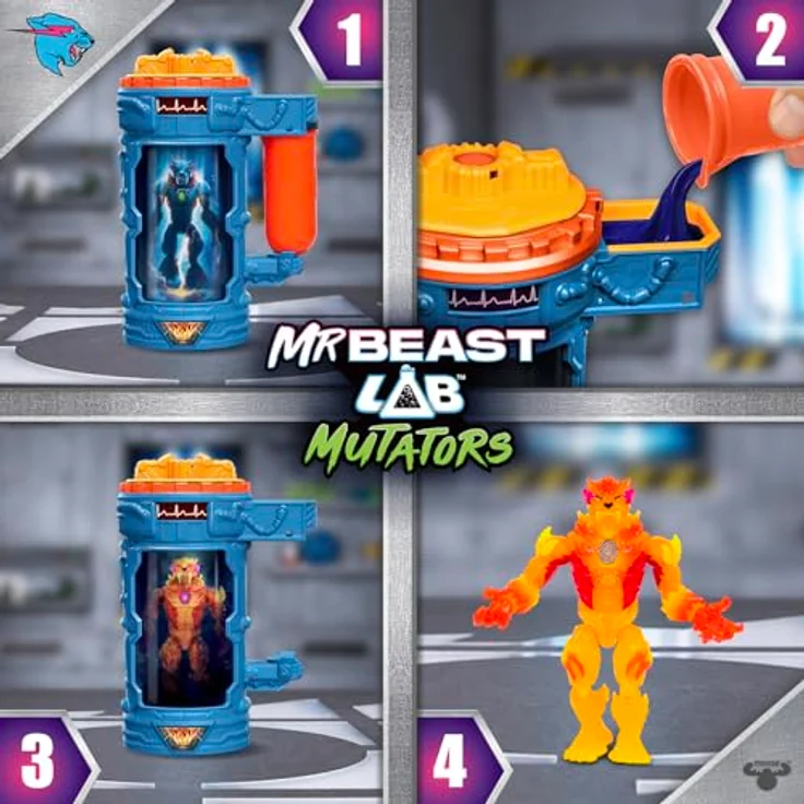 MRBEAST LAB Hyper Fusion Mutators Fire Panther, Sammelfigur mit 20+ beweglichen Gelenken, Experiment mit Mutationsflüssigkeit – Bild 2
