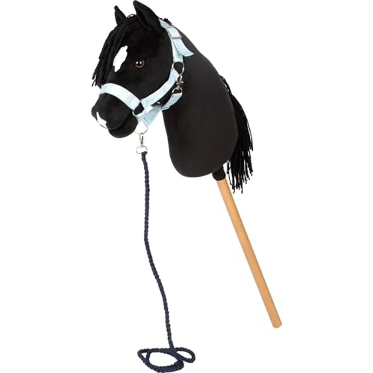 small Foot Hobby Horse „Eddie“, schwarzes Steckenpferd mit abnehmbarem Holzstab, frisierbarer Mähne, Halfter, Trense & Führstrick für Kinder ab 3 Jahren – Bild 5